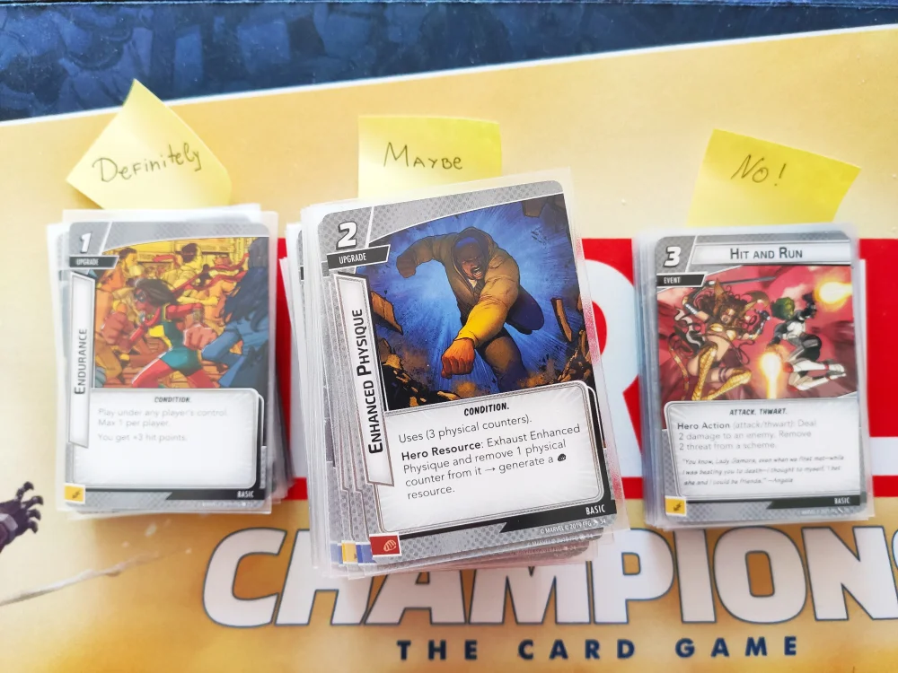 Three piles when deck building