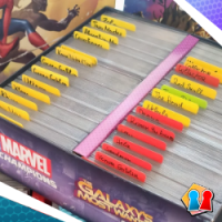 Sorted box of marvel champions cards with dividers